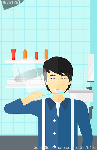 Image of Man brushing teeth.