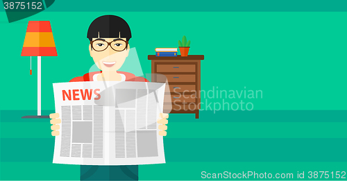Image of Reporter reading newspaper.
