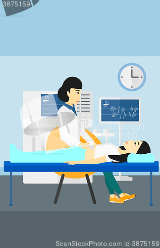 Image of Patient under ultrasound examination.