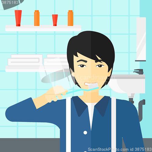 Image of Man brushing teeth.