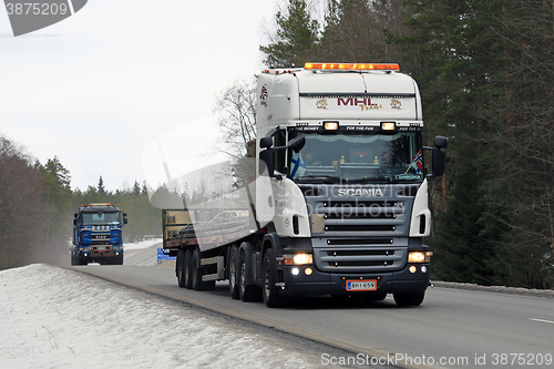 Image of Scania Semi Truck Transports Rebar