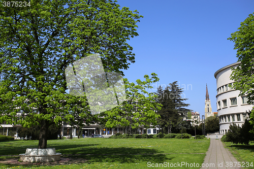 Image of View on Mary Church and Banovina palace, Parliament building of 