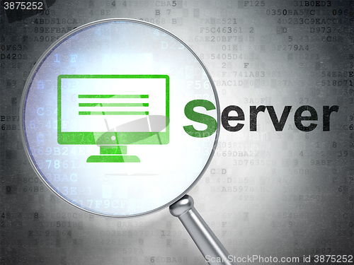Image of Web design concept: Monitor and Server with optical glass