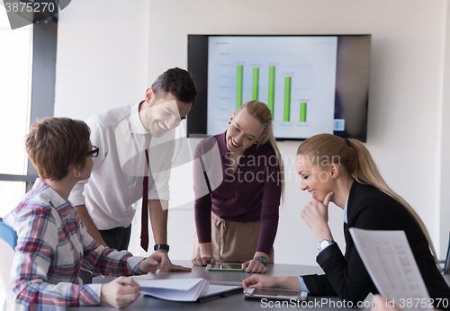 Image of startup business team on meeting at modern office