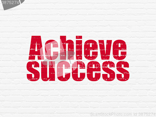 Image of Finance concept: Achieve Success on wall background