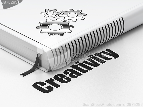 Image of Marketing concept: book Gears, Creativity on white background