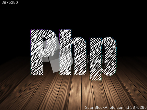 Image of Software concept: Php in grunge dark room