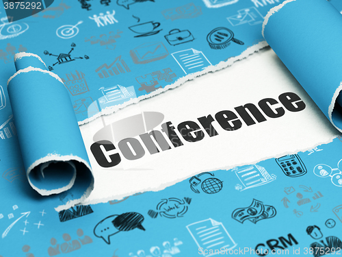 Image of Finance concept: black text Conference under the piece of  torn paper