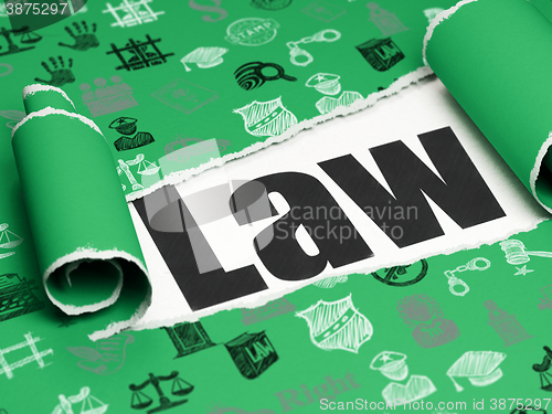 Image of Law concept: black text Law under the piece of  torn paper