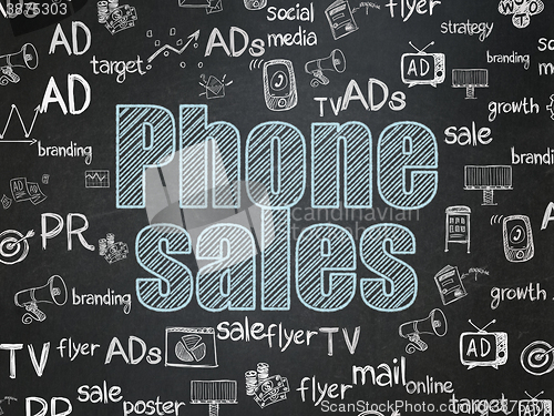 Image of Advertising concept: Phone Sales on School board background
