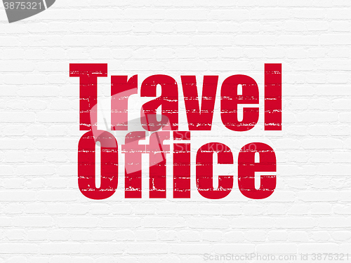 Image of Vacation concept: Travel Office on wall background