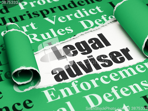 Image of Law concept: black text Legal Adviser under the piece of  torn paper
