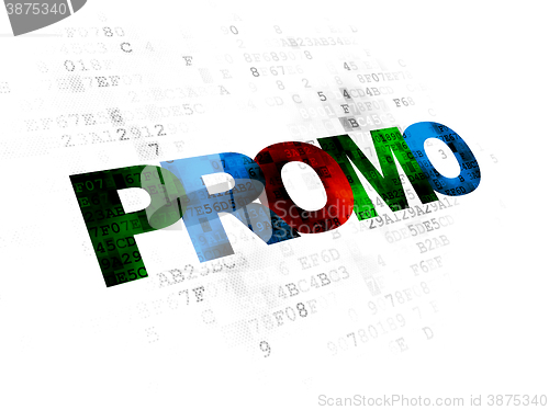 Image of Advertising concept: Promo on Digital background