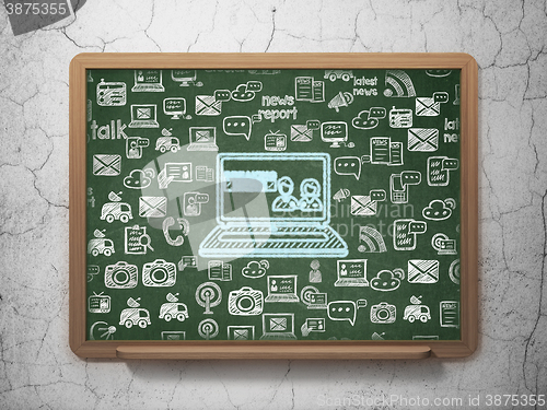 Image of News concept: Breaking News On Laptop on School board background