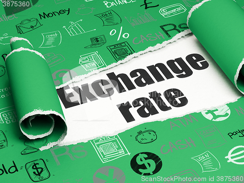 Image of Currency concept: black text Exchange Rate under the piece of  torn paper