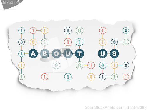 Image of Business concept: About us on Torn Paper background