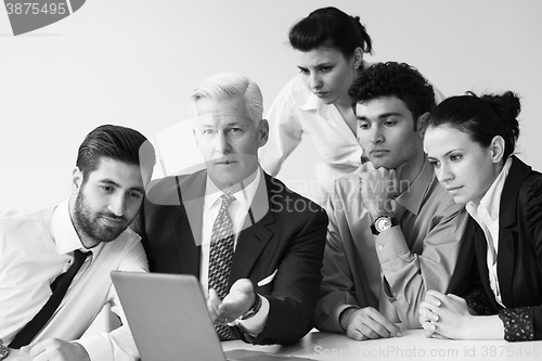 Image of business people group on meeting at modern startup office