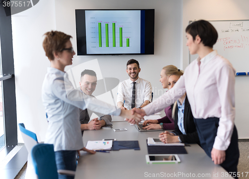 Image of business womans handshake