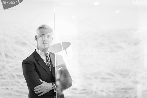 Image of portrait of handsome senior business man at modern office