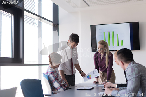 Image of startup business team on meeting at modern office