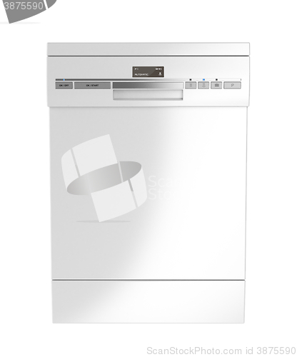 Image of Front view of white dishwasher