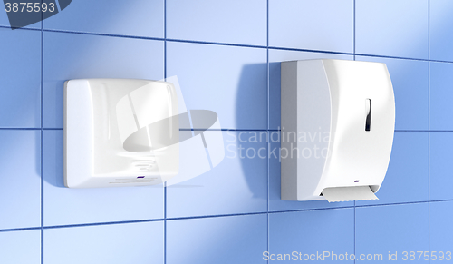 Image of Paper towel dispenser and hand dryer