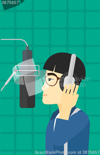 Image of Singer making record.
