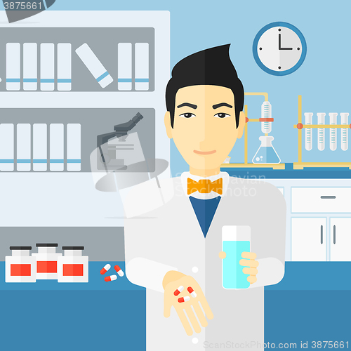 Image of Pharmacist giving pills.