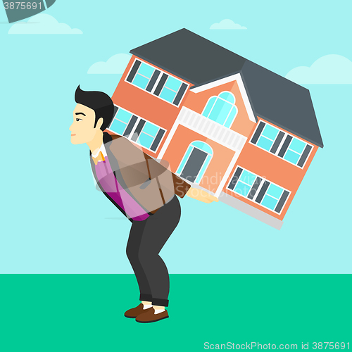 Image of Man carrying house.