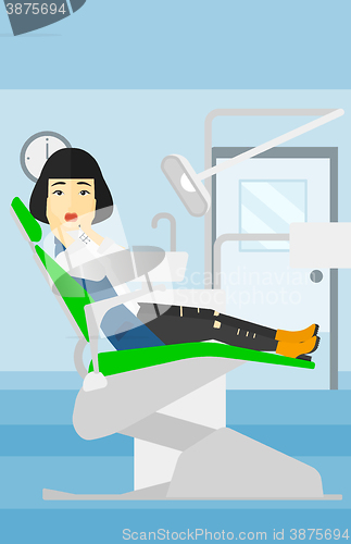 Image of Frightened patient in dental chair.