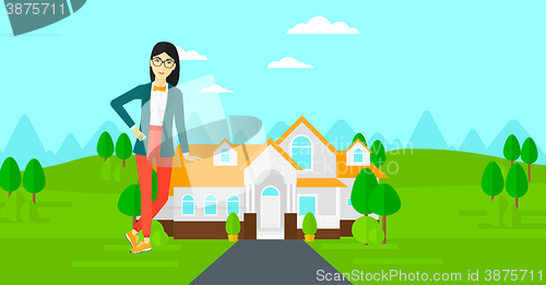 Image of Real estate agent offering house.