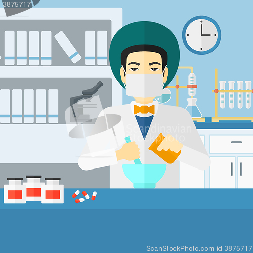 Image of Pharmacist preparing medicine.