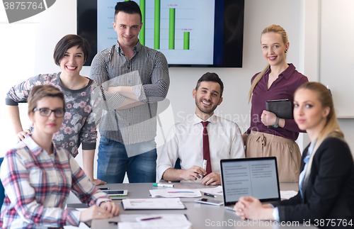 Image of portrait of business people group at modern office meeting room