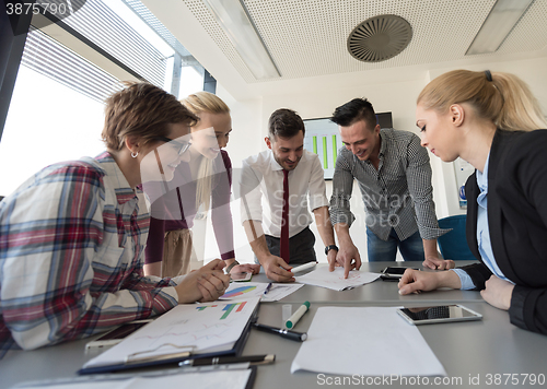 Image of startup business team on meeting at modern office