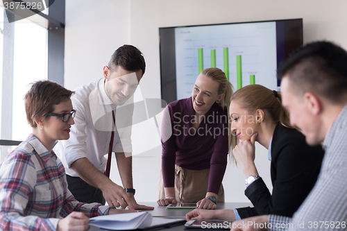 Image of startup business team on meeting at modern office