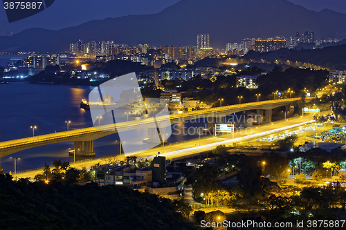 Image of Highway in Hong Kong at night
