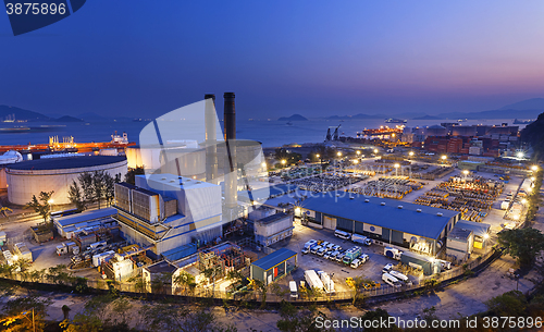 Image of petrochemical industrial plant at night