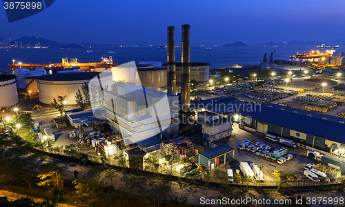 Image of petrochemical industrial plant at night