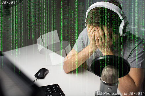 Image of close up of man losing computer video game