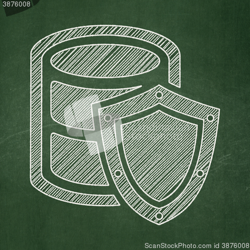 Image of Software concept: Database With Shield on chalkboard background