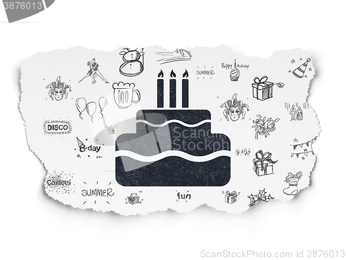 Image of Entertainment, concept: Cake on Torn Paper background