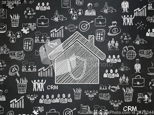Image of Business concept: Home on School board background