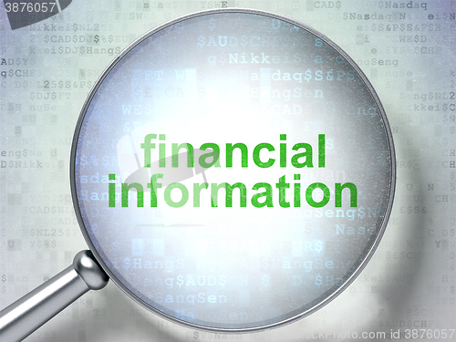 Image of Finance concept: Financial Information with optical glass