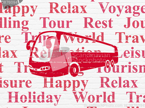 Image of Vacation concept: Bus on wall background