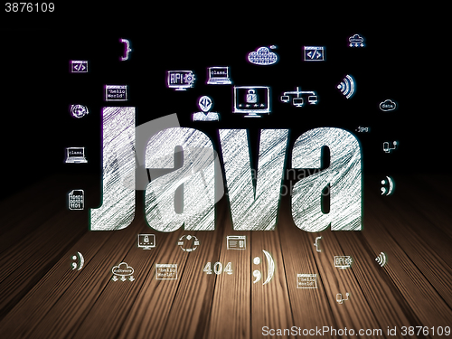 Image of Software concept: Java in grunge dark room