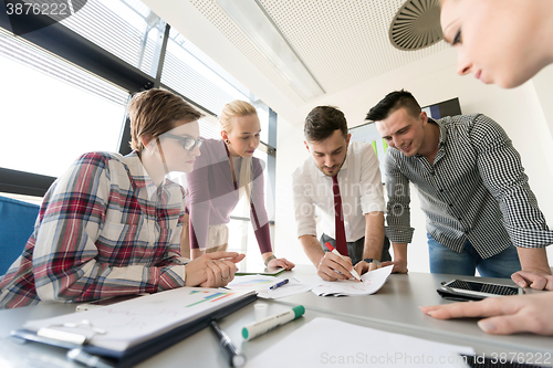 Image of startup business team on meeting at modern office