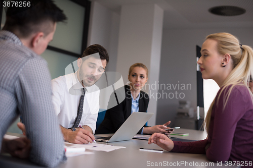 Image of business people group on meeting at modern startup office