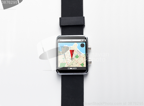 Image of close up of smart watch with gps navigator map