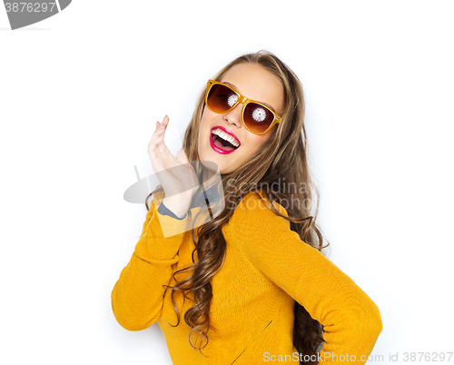 Image of happy young woman or teen girl in casual clothes
