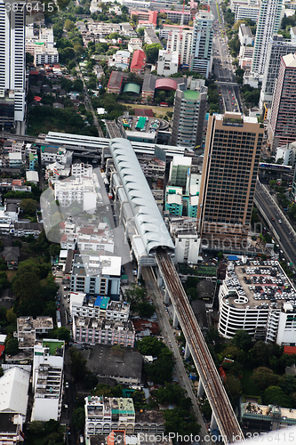 Image of Bird eye view of highways in Bangkok City